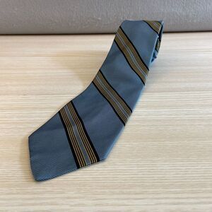 Christian Dior Silk Tie Blue Gold Black Stripe Classic‎ Mens Formal